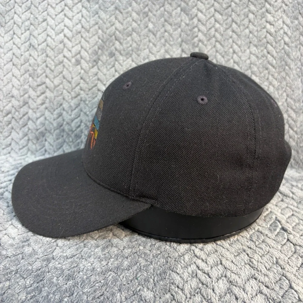 Mountain Sunset Embroidered Black Snapback Hat Baseball Cap Mens Adjustable